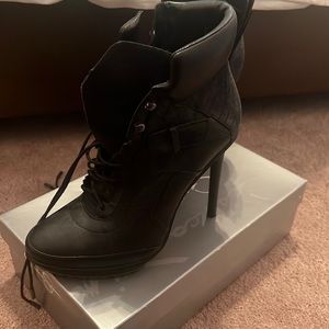 New BCBGMAXAZRIA combat heeled booties